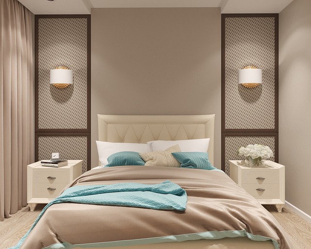 sustainable bedroom furniture UK with FSC wood bed and calm oatmeal colours